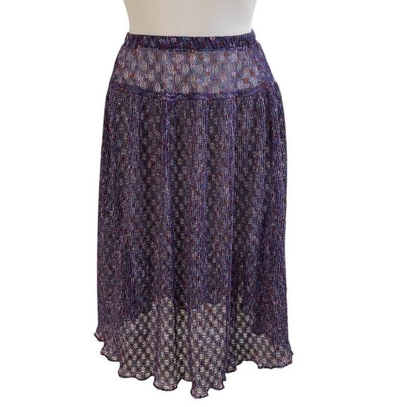 LIZ PETITES INC Vintage‎ Purple Foral Sheer SEE THRU 2-PC BLOUSE & SKIRT size 6! - Picture 7 of 12